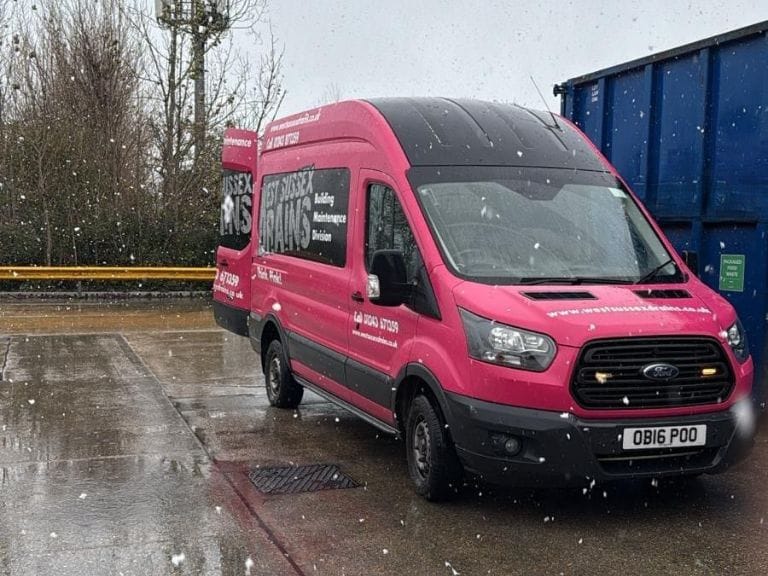 Van parked in the snow