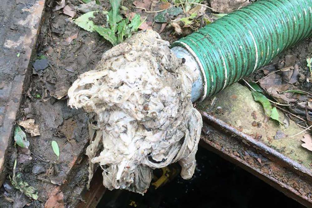 Drain blocked with wipes