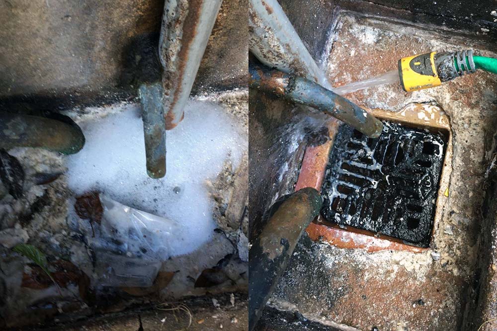 Blocked kitchen gully