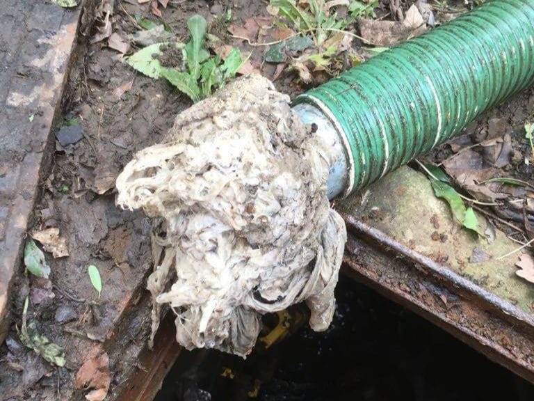 Drain blocked with wipes