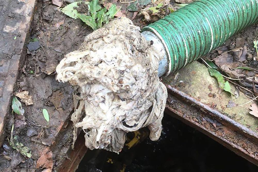 Drain blocked with unflushable wet wipes