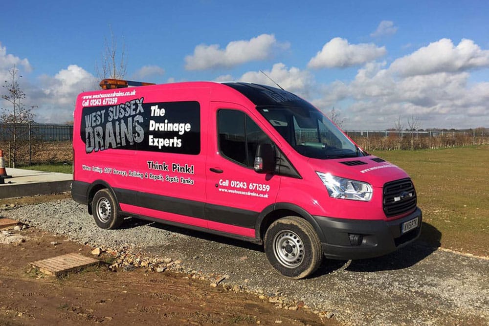 West Sussex Drains pink van